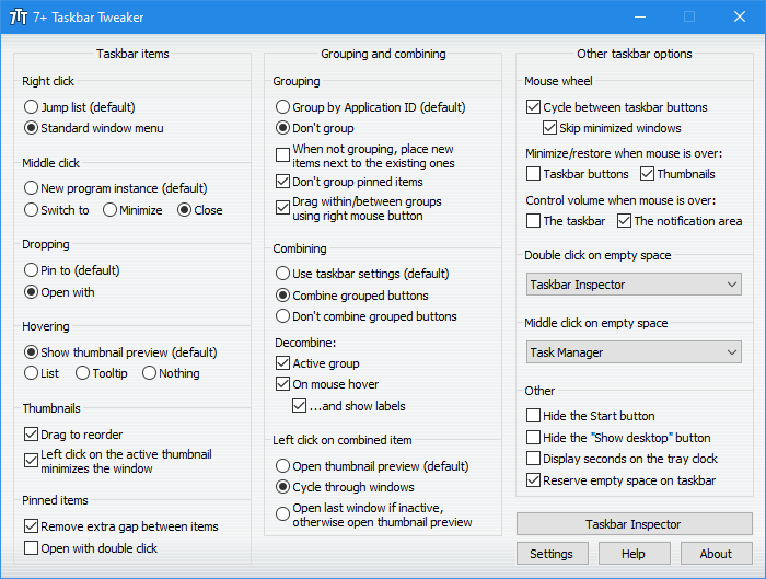 7+ Taskbar Tweaker v5.15.1/5.15.1.2 任务栏调整器