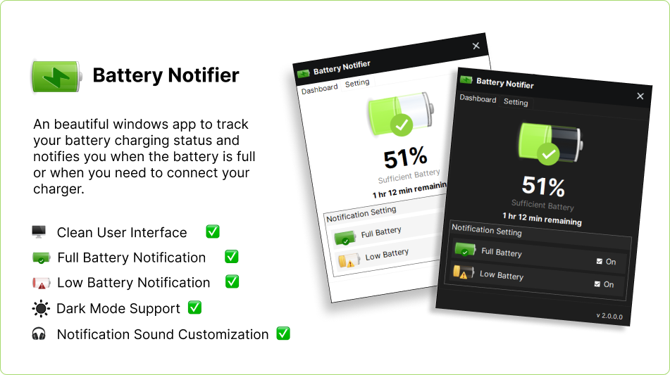 Battery Notifier v3.0.0 监控电池充电状态工具