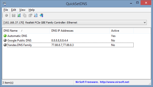 QuickSetDNS v1.35 DNS服务器更改器