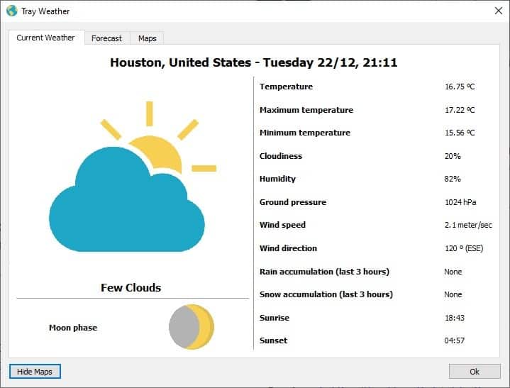 Tray Weather v1.29.1 显示地理位置和天气应用