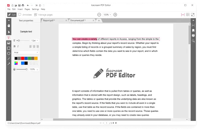 Icecream PDF Editor Pro Portable v3.24 PDF编辑软件