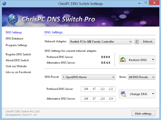 ChrisPC DNS Switch Pro v4.50 DNS地址更改器