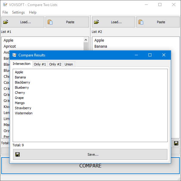 VovSoft Compare Two Lists v1.6.0 比较两个列表工具