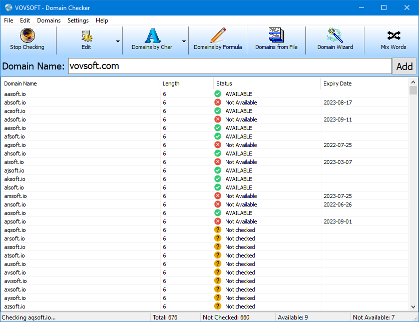 Vovsoft Domain Checker v8.8 Whois域名查询工具