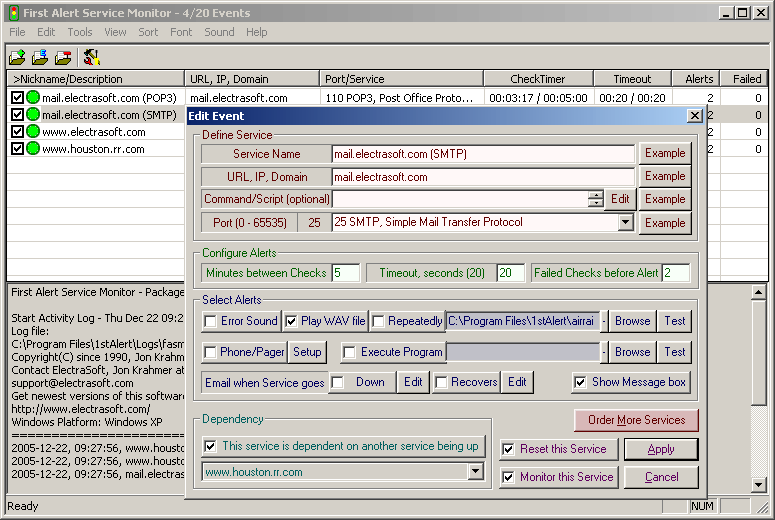 ElectraSoft First Alert Service Monitor v24.03.01 网络监控软件