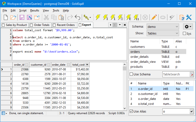 GoldSqall v1.5.0.128 SQL查询/编辑和导出工具