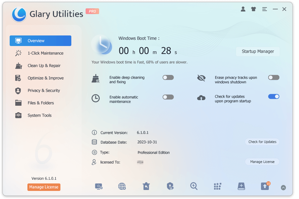 Glary Utilities Pro v6.11.0.15 清洁和优化工具