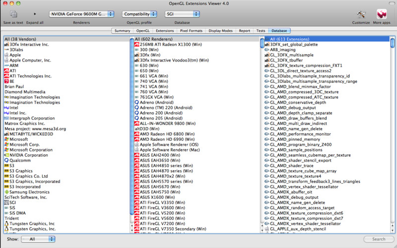 OpenGL Extensions Viewer v7.1.0 3D加速器扩展信息工具