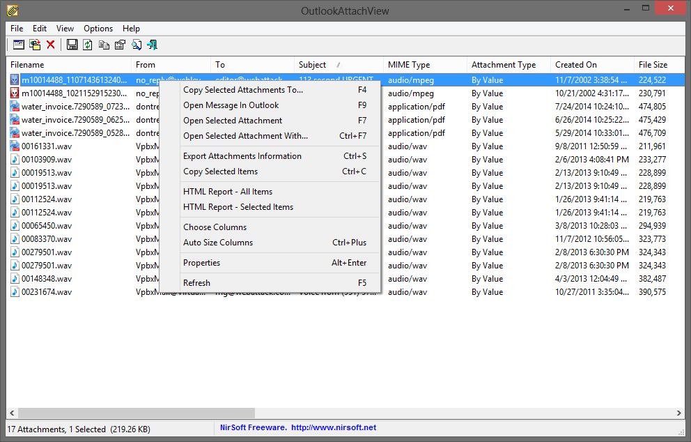 OutlookAttachView v3.53 查看/提取/保存Outlook附件工具