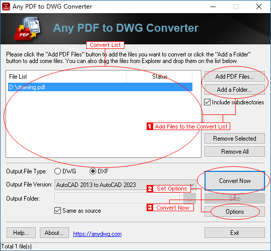 Any PDF to DWG Converter v2023.0 批量PDF转为DWG工具