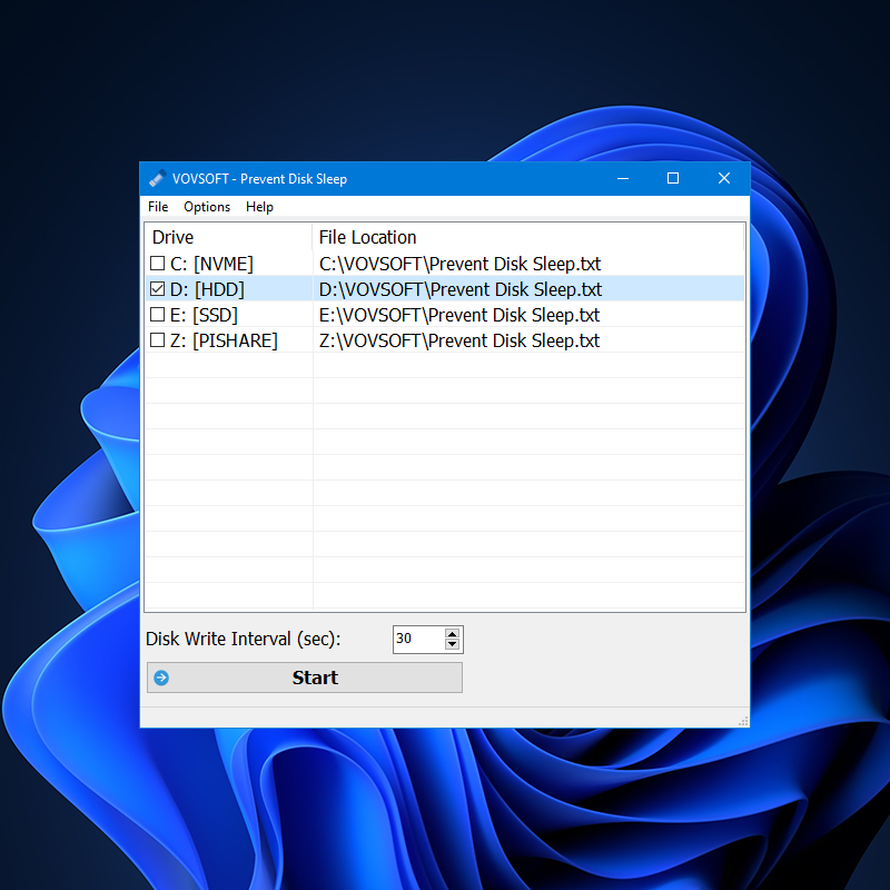 VovSoft Prevent Disk Sleep v5.0 防止磁盘休眠工具