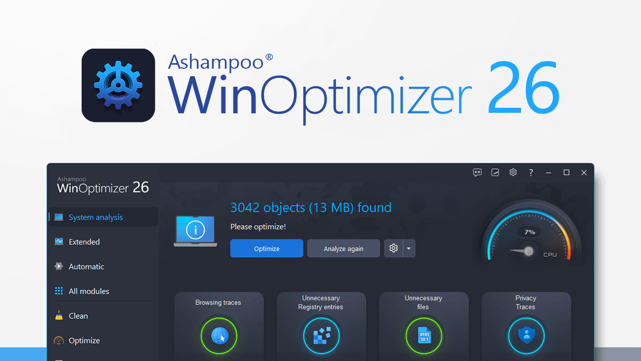 Ashampoo WinOptimizer v27.00.03 加速/优化和清理电脑工具