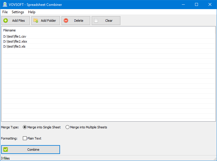 VovSoft Spreadsheet Combiner v1.2 合并Excel文件软件