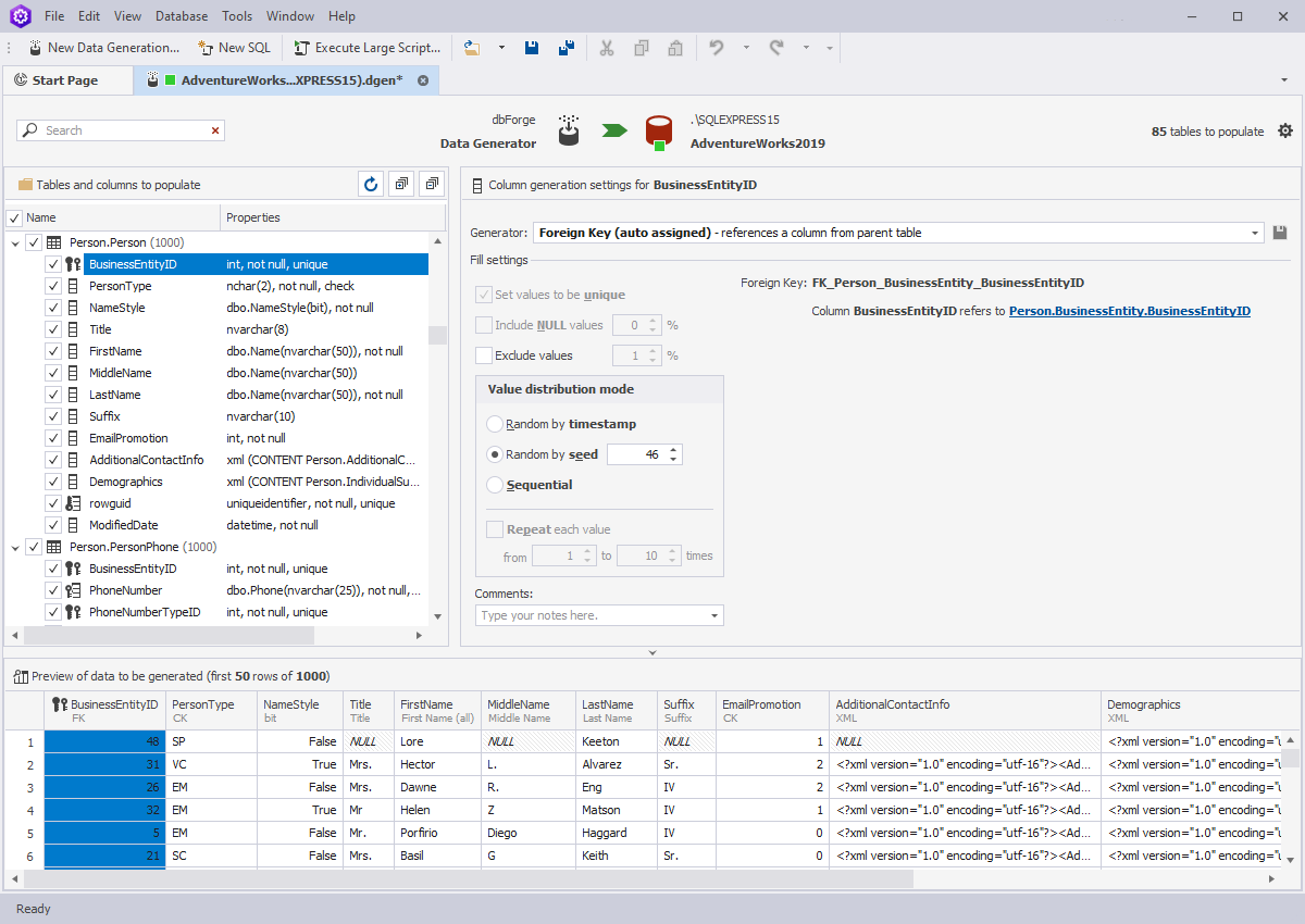 dbForge Data Generator for SQL Server v4.6.2 数据随机生成器