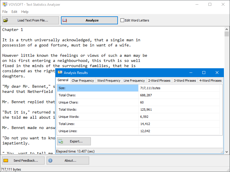 VovSoft Text Statistics Analyzer v3.7 文本统计分析器