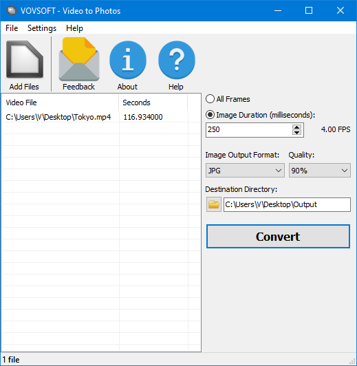 VovSoft Video to Photos v1.5 视频转图片的工具