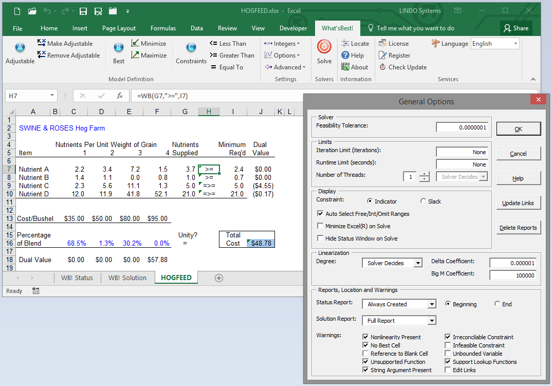 Lindo What'sBest! v18.0.1.1 整数建模和优化Excel 插件