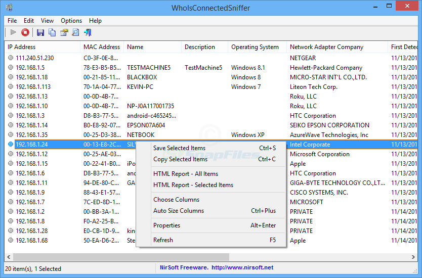 WhoisConnectedSniffer v1.28 无需扫描即可检测网络工具