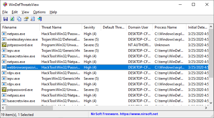 WinDefThreatsView v1.15 防病毒检测清除工具