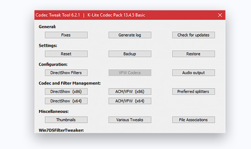 K-Lite Codec Tweak Tool v6.7.2 编解码器调整工具