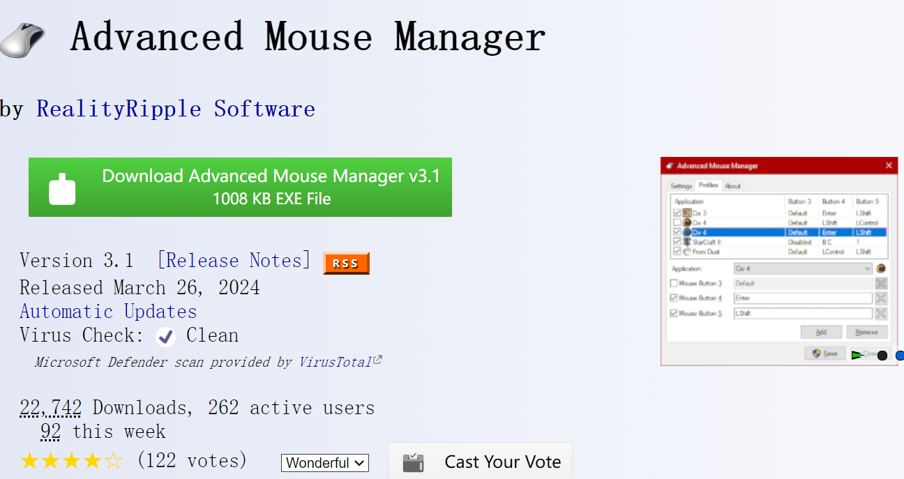 RealityRipple Advanced Mouse Manager v2.7.3 鼠标按钮管理工具