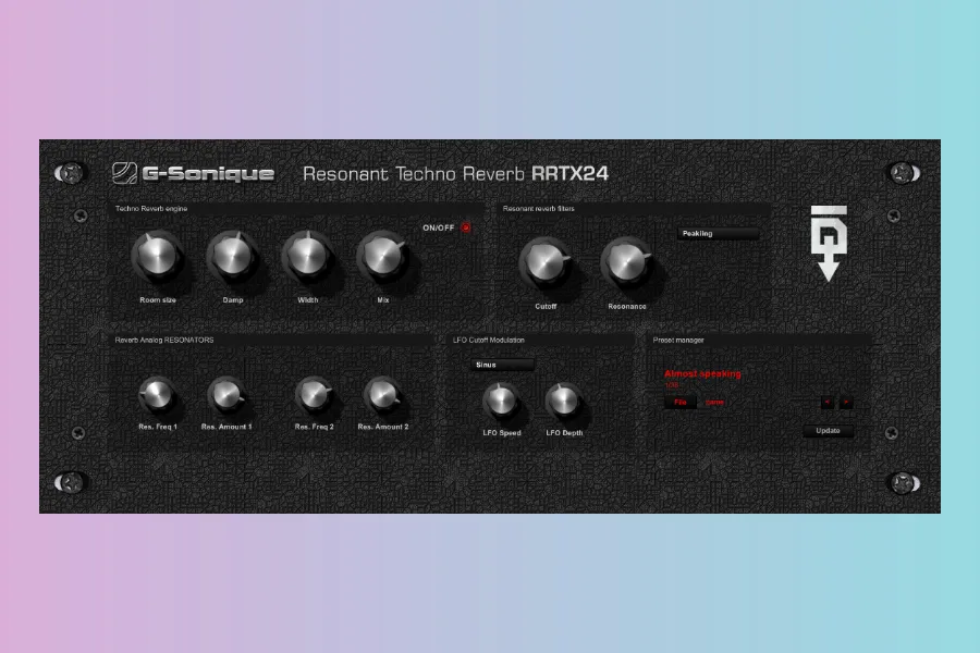 G-Sonique RRTX24 Resonant Techno Reverb v1.0 创意算法混响插件