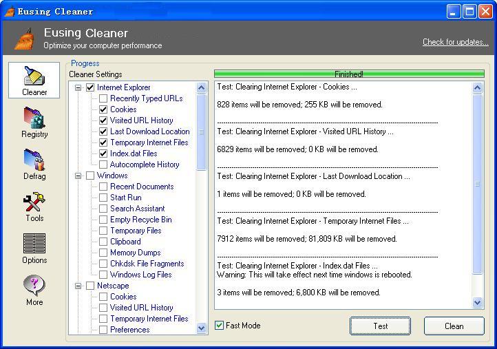 Eusing Cleaner v5.5 系统优化和隐私清理工具