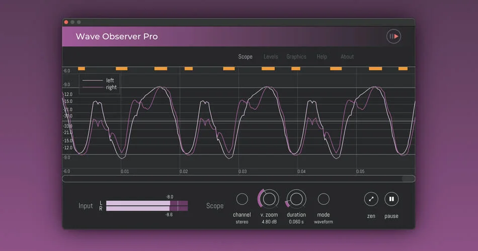 Press Play Wave Observer Pro v1.10.0 音频示波器和监控插件