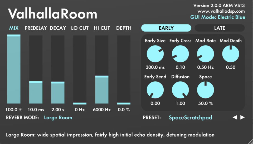 Valhalla DSP Valhalla Room v2.0.0.5 立体声算法混响插件