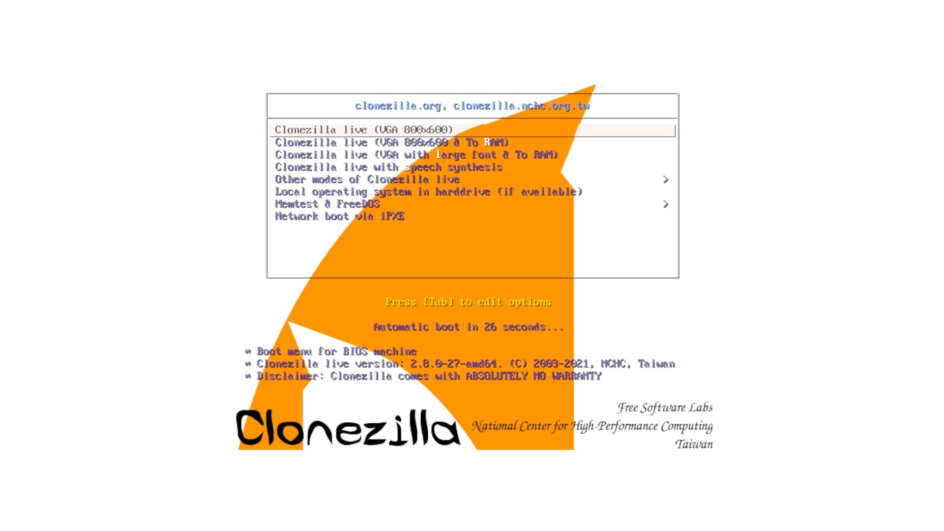 Clonezilla Live v3.1.0-22 分区和磁盘程序映像工具