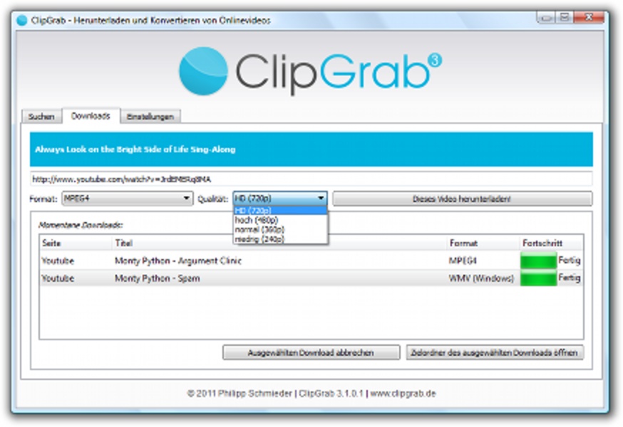 ClipGrab v3.9.10 Vimeo和其他网站视频下载工具