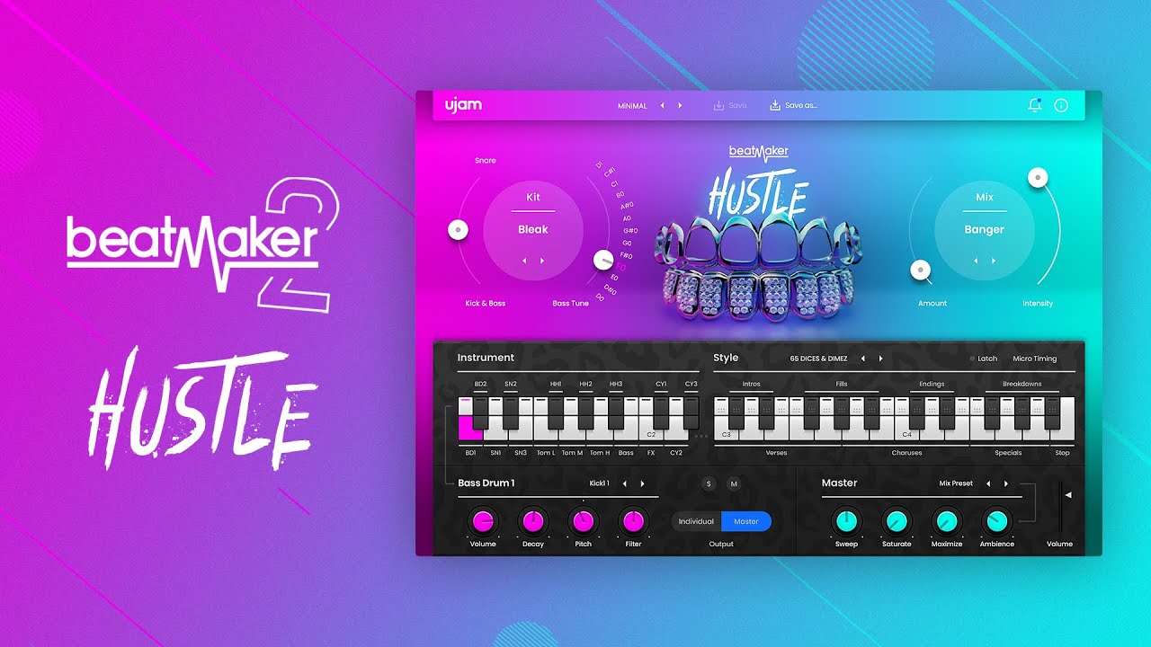 uJAM Beatmaker HUSTLE v2.3.1 低音鼓乐器插件