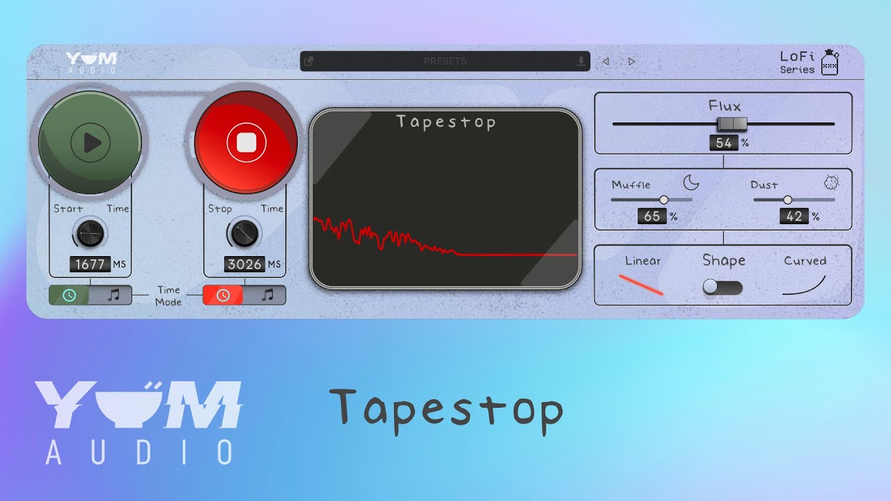 Yum Audio LoFi Tapestop v1.7.2 磁带启动和减速效果插件