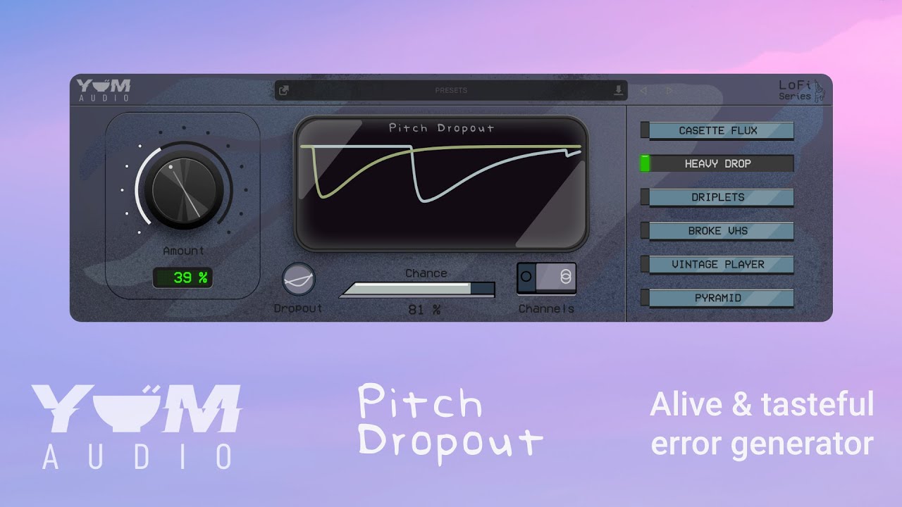 Yum Audio LoFi Pitch Dropout v1.7.2 模仿磁带机和老式录音跳跃感插件