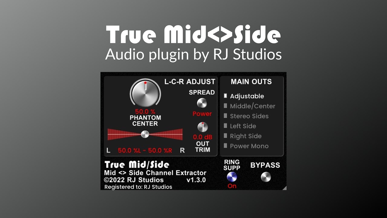 Raising Jake Studios True MidSide v1.4.0 处理立体声信号插件