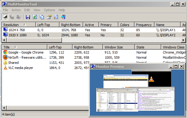 MultiMonitorTool v2.10 启用/禁用/配置多个显示器工具