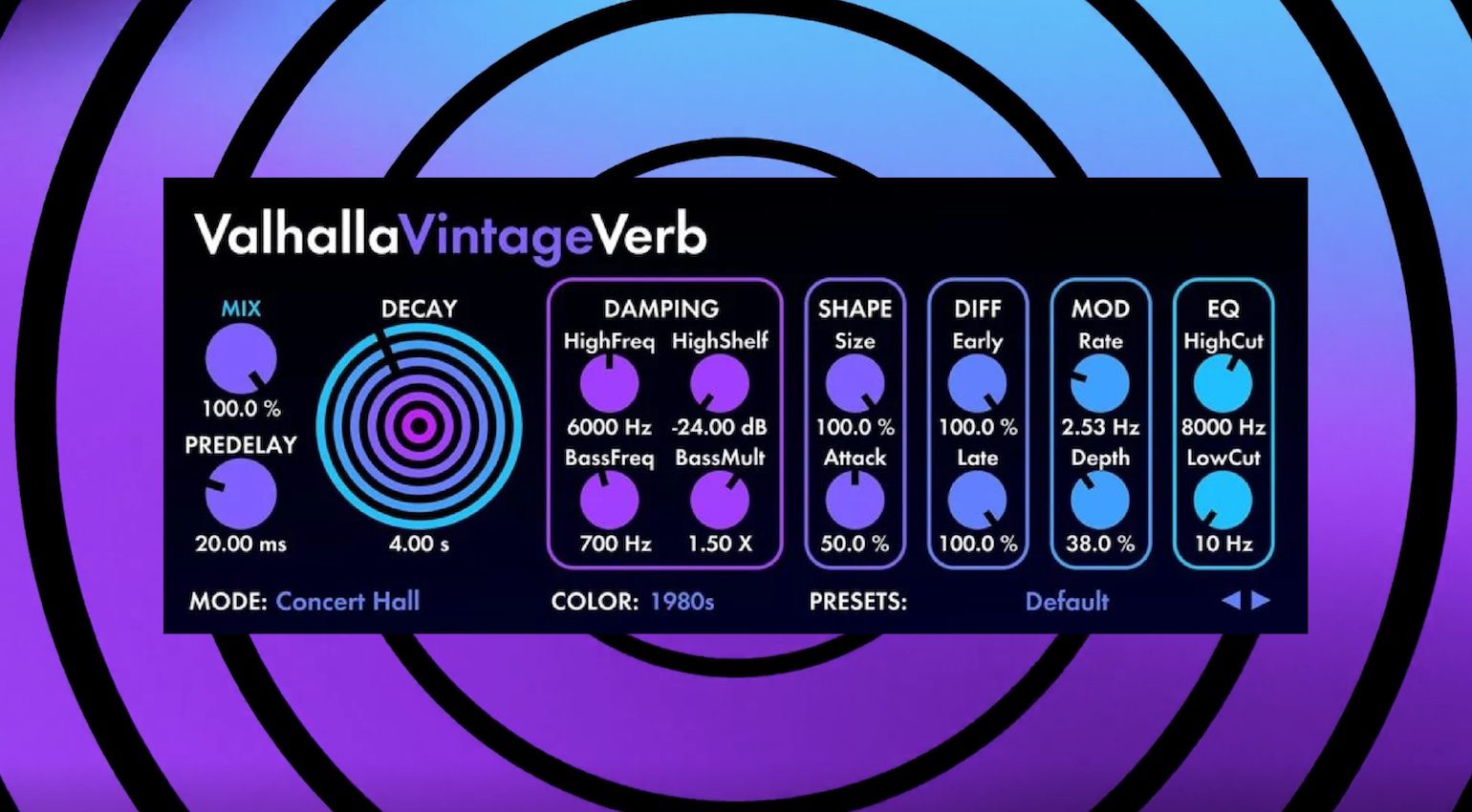 Valhalla DSP Valhalla VintageVerb v4.0.0.7 复古数字混响插件