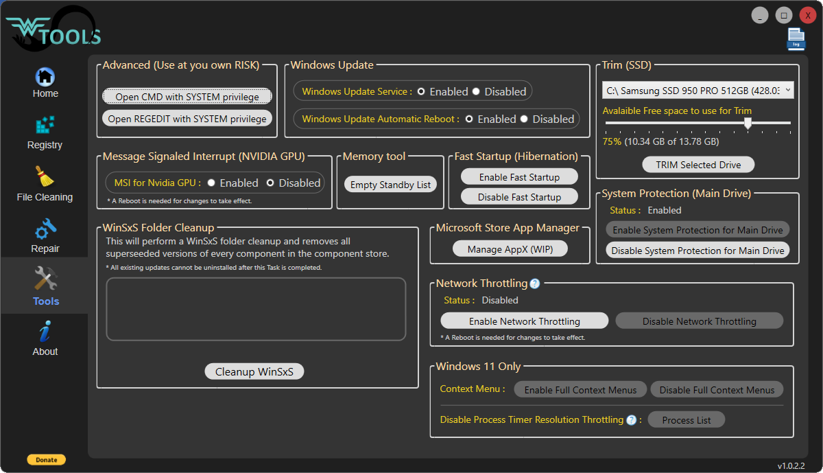 Wagnardsoft Tools (WTools) v1.0.2.4 电脑优化软件套件