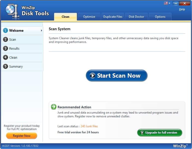 WinZip Disk Tools v1.0.100.18620 硬盘清理和优化工具