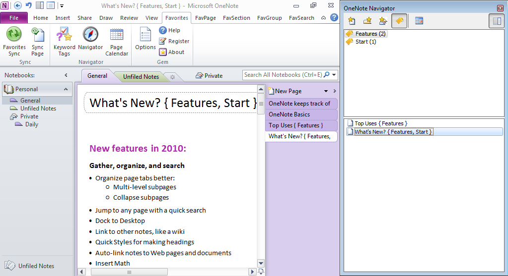 OneNoteGem Favorites for OneNote 2021 v34.3.0.137 导航工具插件