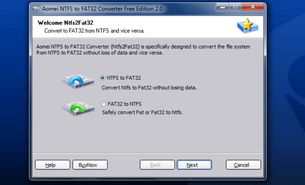 AOMEI NTFS to FAT32 Converter v2.0 NTFS到FAT32转换器