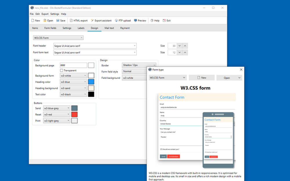 DA-Software OrderForm v4.16 订单表单创建工具