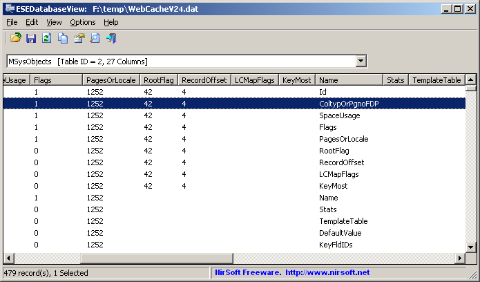 ESEDatabaseView v1.74 查看并打开ESE数据库文件工具