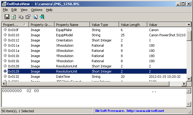 ExifDataView v1.15 读取并显示 Exif 数据工具