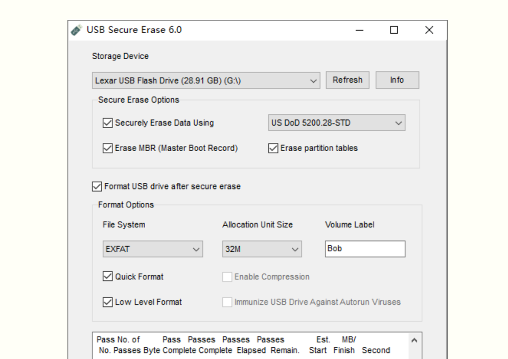 USB Secure Erase Pro v6.0 清除USB闪存驱动器