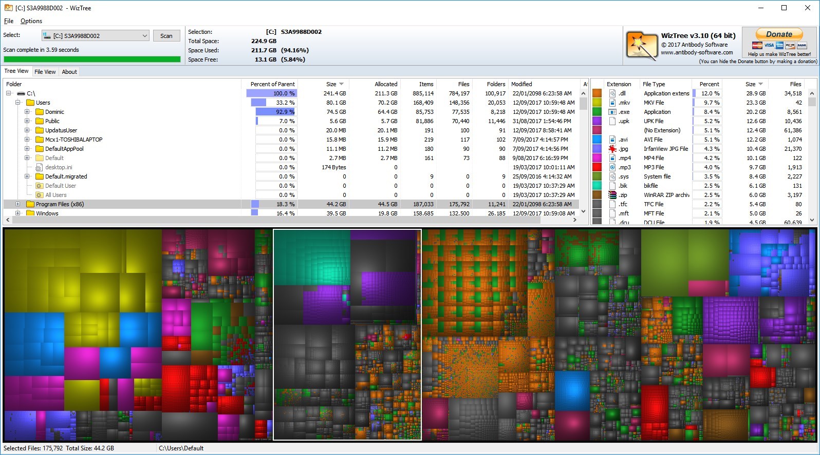 WizTree v4.19 磁盘空间分析仪工具