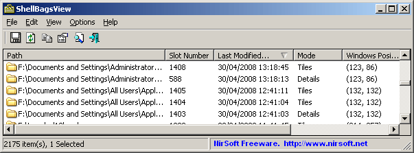 ShellBagsView v1.35 查看存储文件夹列表工具