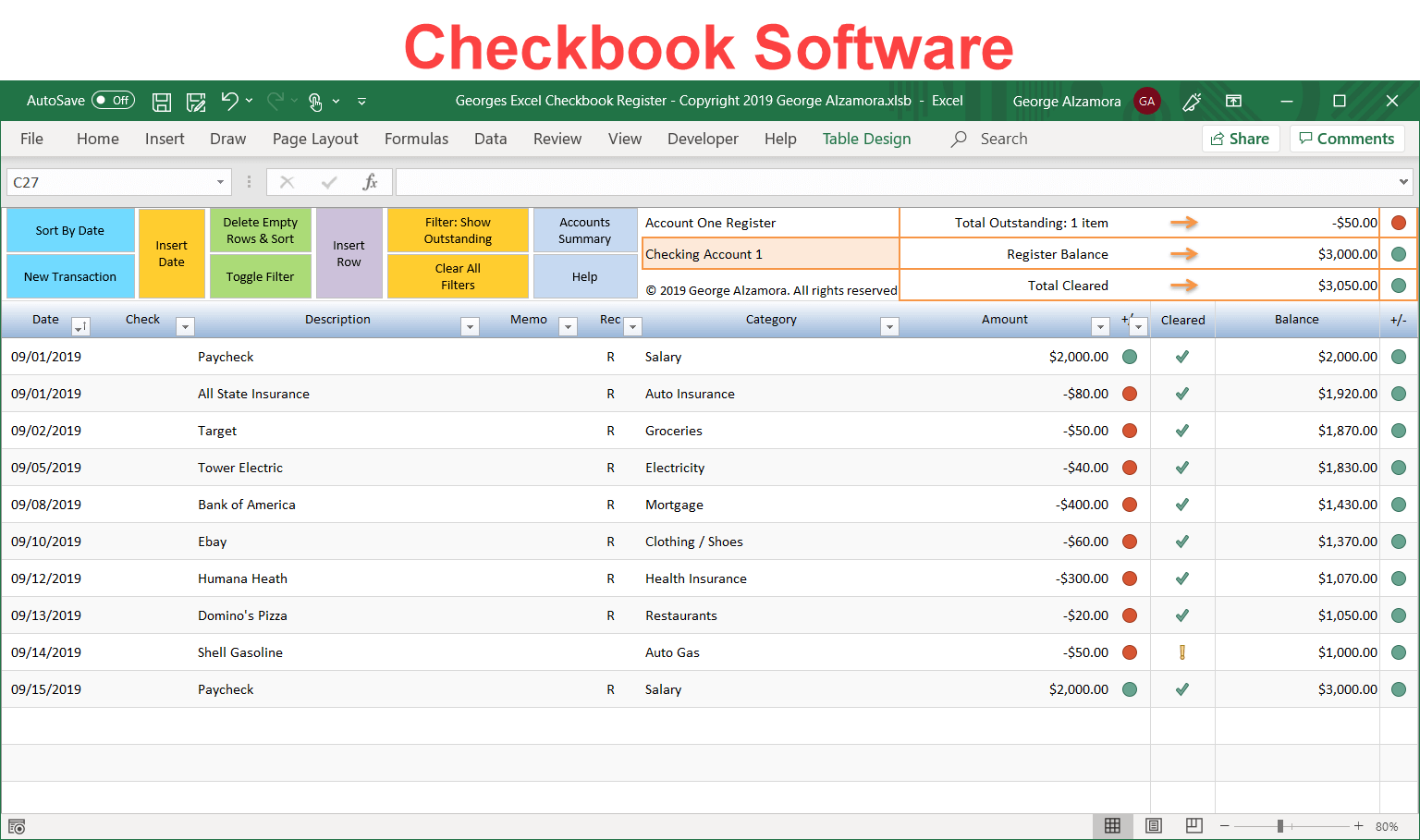 Checkbook for Excel v7.0.2 个人和商业财务管理软件