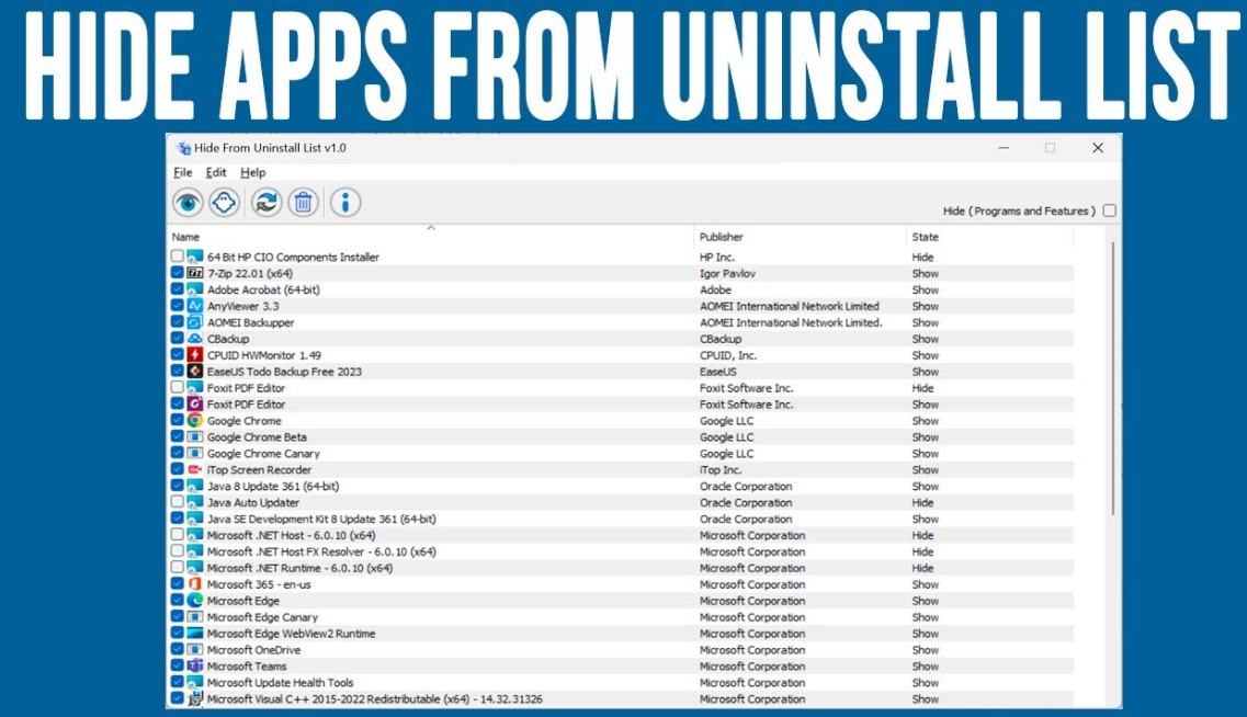 Hide From Uninstall List v1.1 检查隐藏程序工具