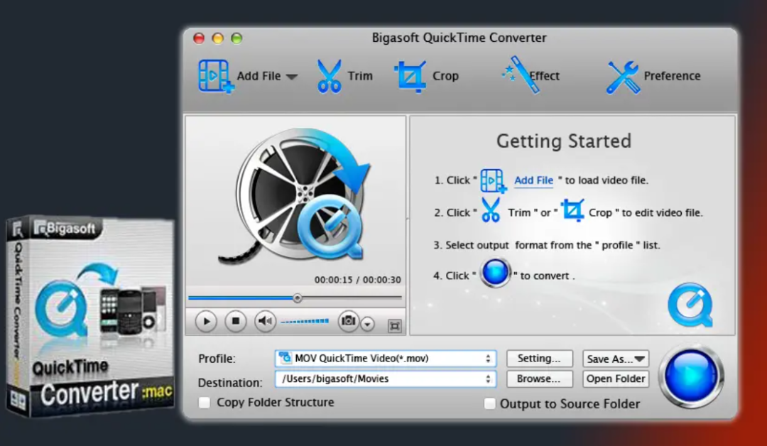 Bigasoft QuickTime Converter for Mac 5.7.0.8427 视频转换工具